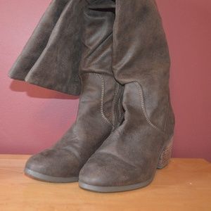 Over The Knee Dark Brown Leather Boots